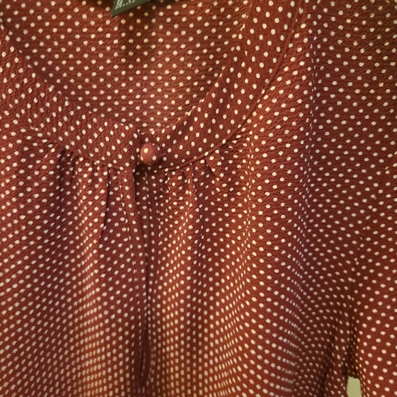 NWOT F21 keyhole polka dot burgundy top - Picture 7 of 10